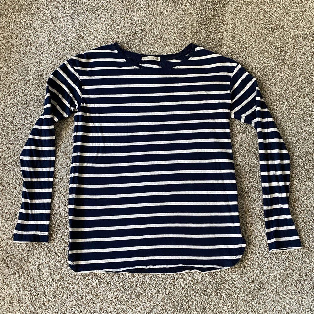 Zara Blue and White Long Sleeve Tee Nautical Stripes